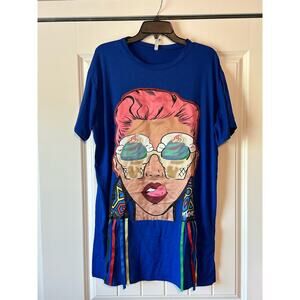 Pinklicious Women Dress XL Blue Licking Ice Cream Pao T-Shirt Streetwear Bold